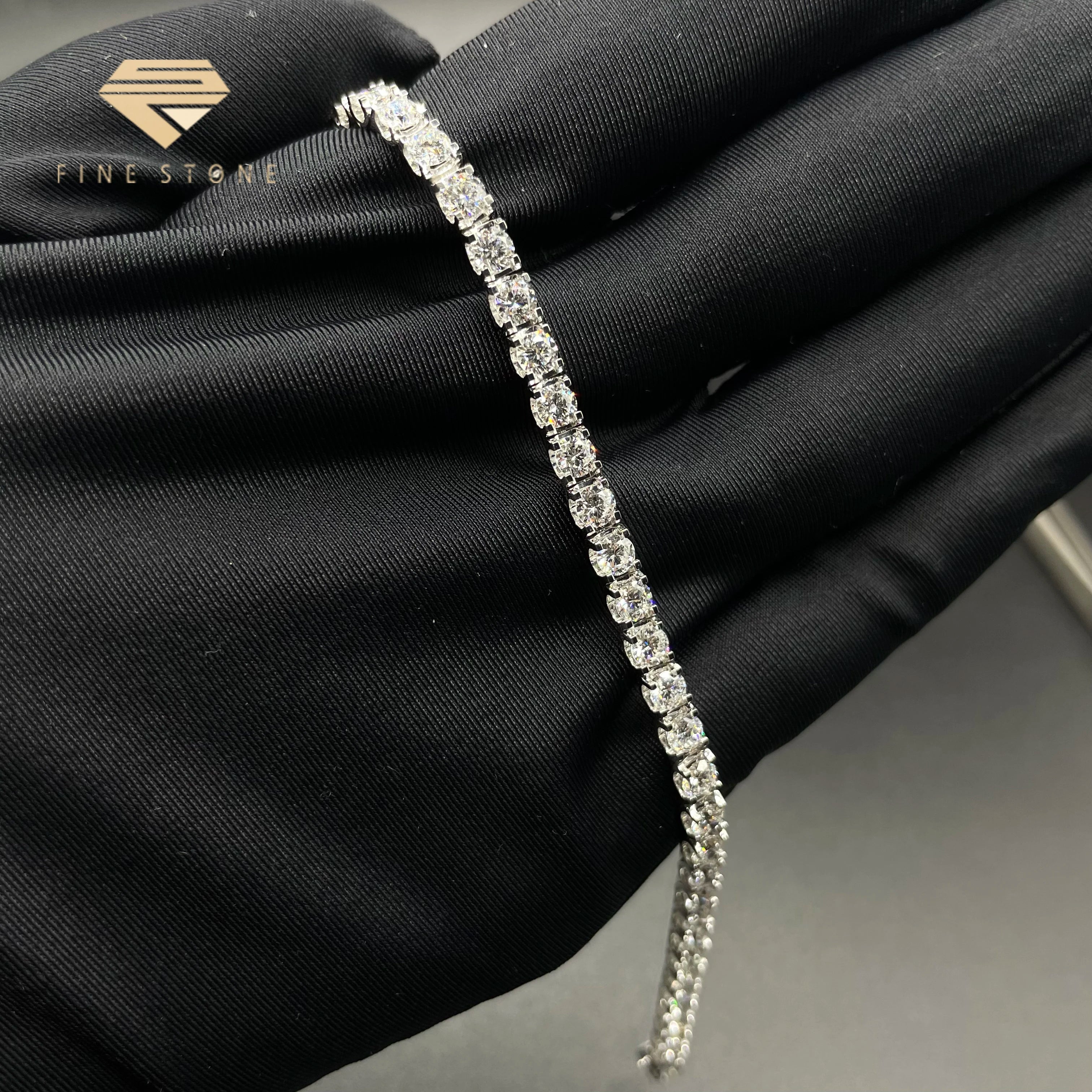 18KT 10KT/14KT Solid White Gold Lab Diamond Tennis Bracelet
