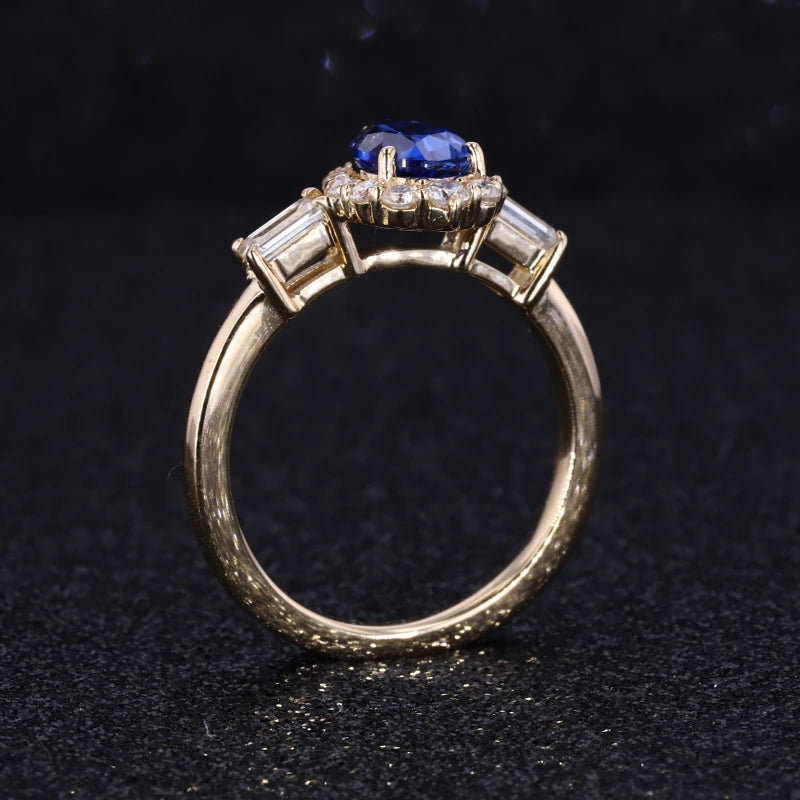 Fancy Pear Cut Deep Blue   Sapphire 34# 5*8MM Set in 14KT Rose Gold