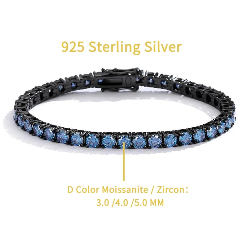 VVVS1 D Color Certified Moissanite Black Gold Sterling Silver Plated Bracelet