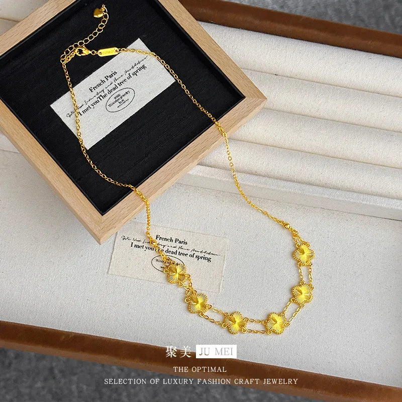 24KT Yellow Gold Luxury Exquisite AU999 Pure Gold Four-Leaf Clovers