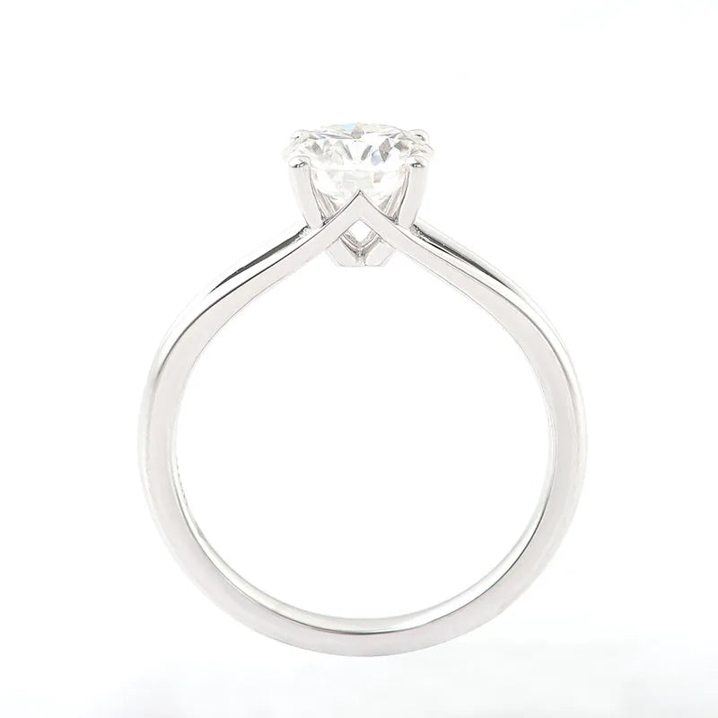 Solid 18KT White Gold Lab Grown Diamond Engagement Classic Solitaire Ring