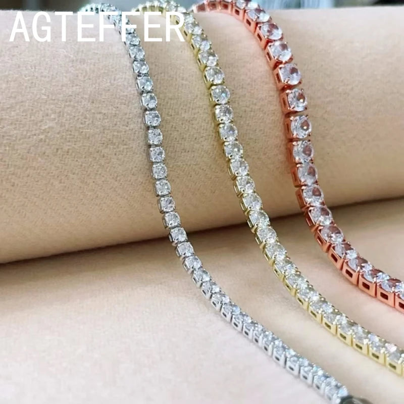 925 Sterling Silver Tennis Bracelet Rose Gold Shining CZ Bracelet