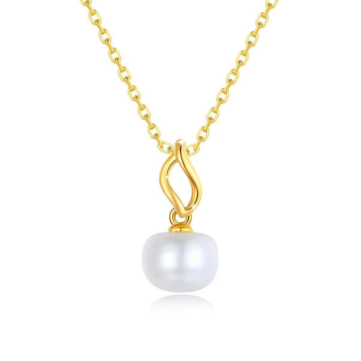 100% AU750 18KT Yellow Gold Natural Fresh Water Pearl Necklace