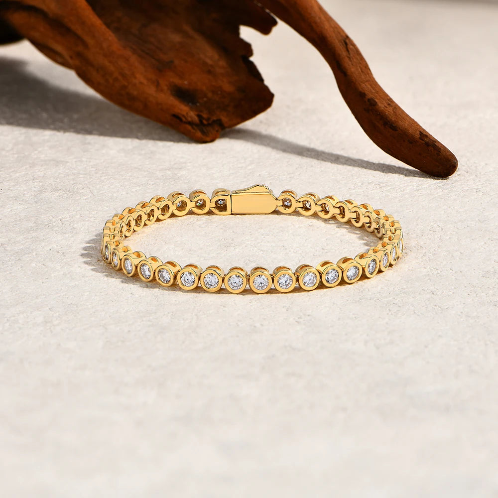 ATTAGEMS Round Cut 3MM Moissanite Tennis Bracelet