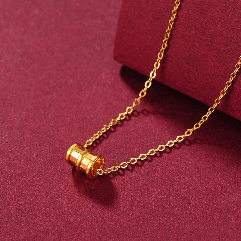 24KT Pure Gold Simple Tubular Design Pure 100% 999 Pendant