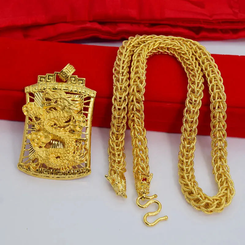 9999 24KT Yellow Gold Real Gold Dragon Soaring Four Seas Pendant