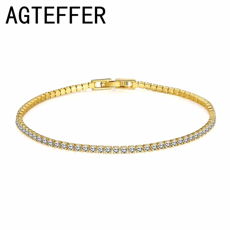 925 Sterling Silver Tennis Bracelet Rose Gold Shining CZ Bracelet