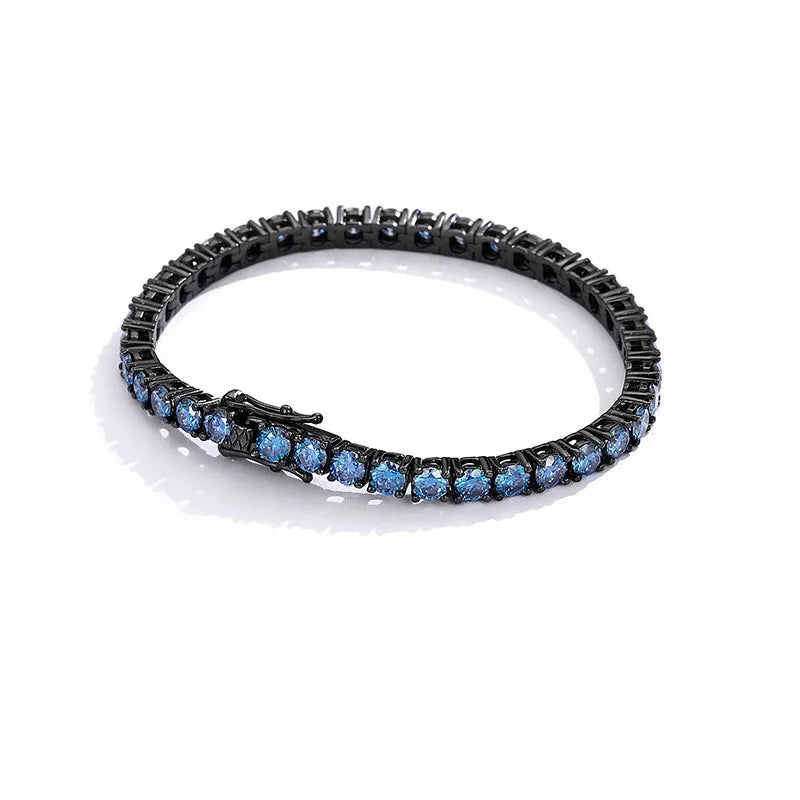 VVVS1 D Color Certified Moissanite Black Gold Sterling Silver Plated Bracelet