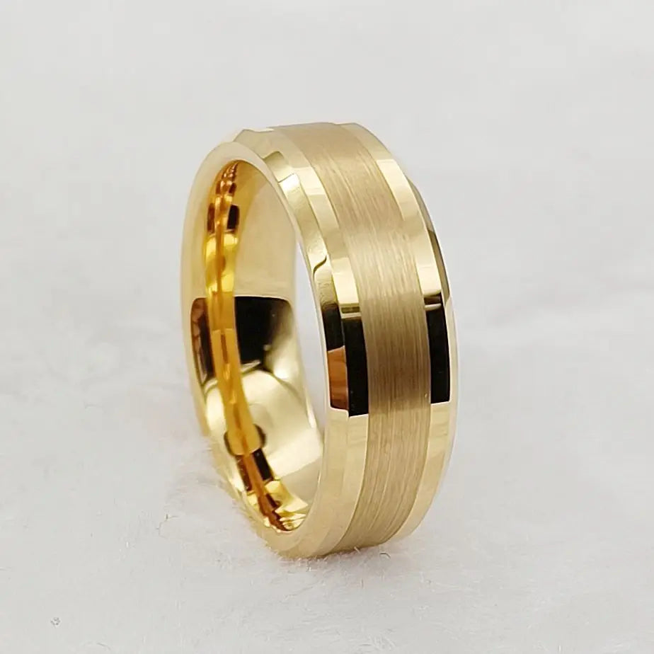 Solid Tiger Striped 8MM Tungsten Carbide Ring