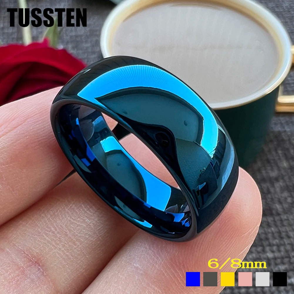 TUNGSTEN 6/8MM Tungsten Carbide Band Domed Polished Finish Comfortable Fit