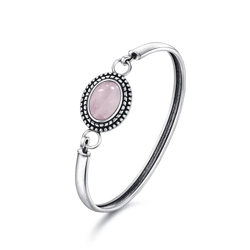 Sterling Silver 925 Vintage Moonstone Natural Stone 10*14MM Oval Shape Bracelet