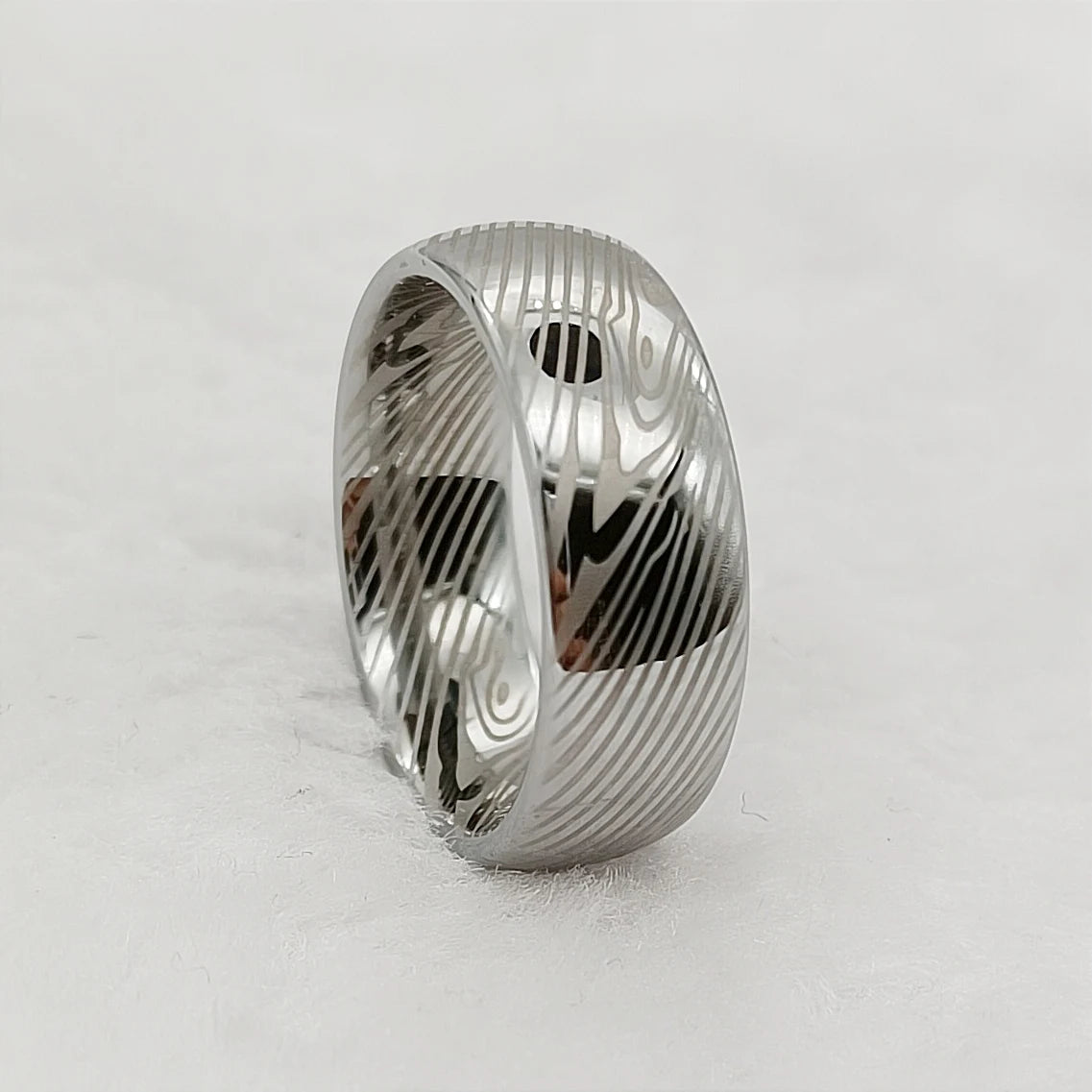 Solid Tiger Striped 8MM Tungsten Carbide Ring