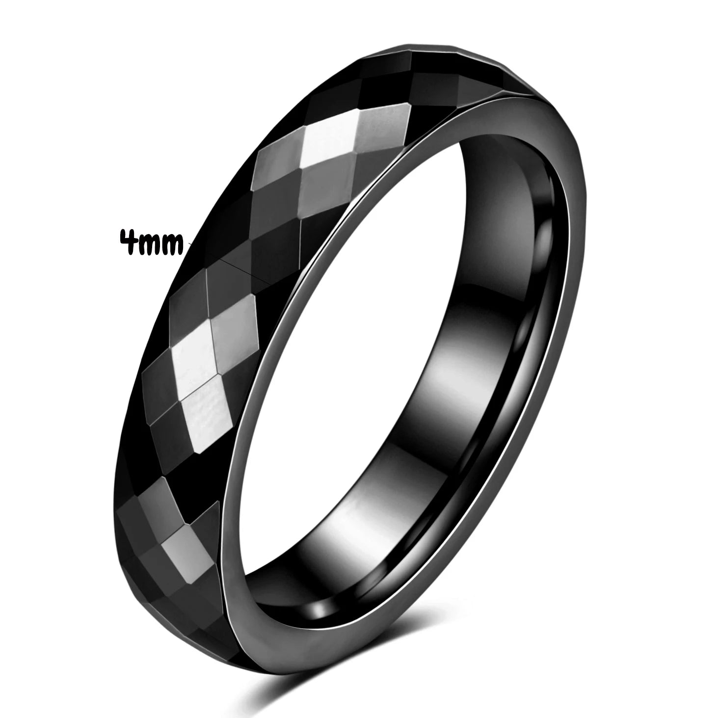 4/6MM Rainbow Faceted Edge Dome Polished Tungsten Carbide Ring