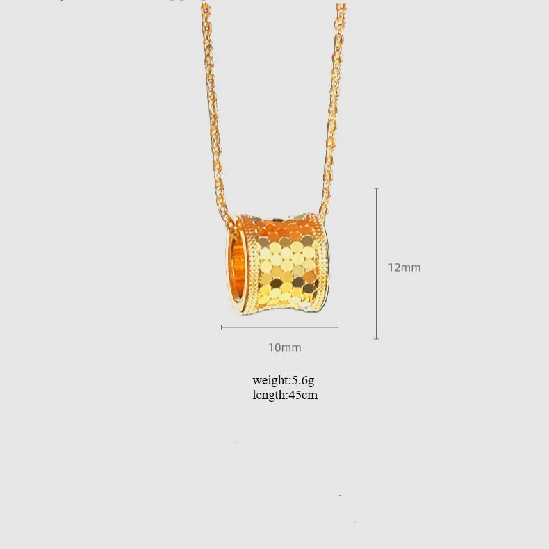 Pure 14KT Yellow Plated Steel Color Rotatable Shining Bead Necklace