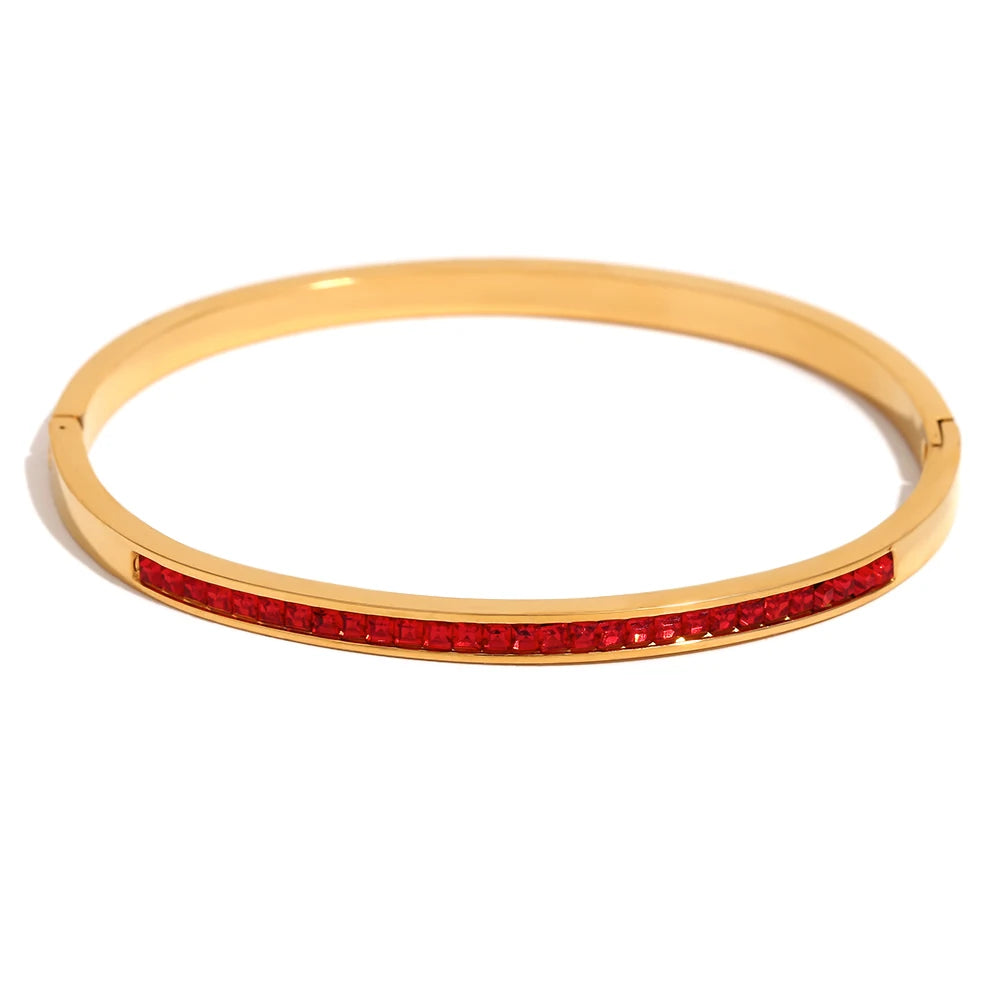 Rhinestone Bangle Bracelet Stacked Jewelry 316L Stainless Steel Bangle Set