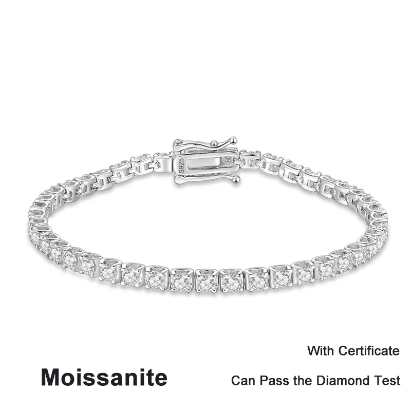 Certified VVSI D Lab Created Moissonite Tennis Bracelet