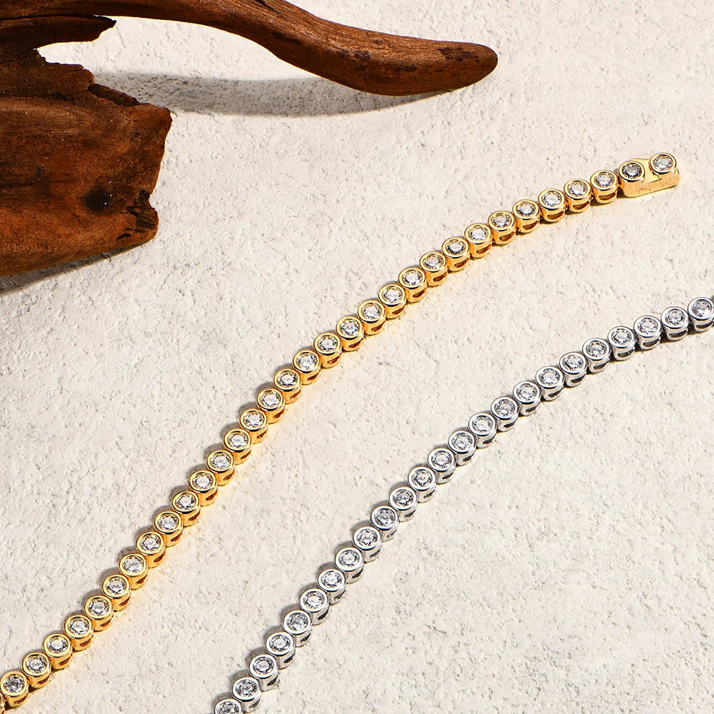 ATTAGEMS Round Cut 3MM Moissanite Tennis Bracelet