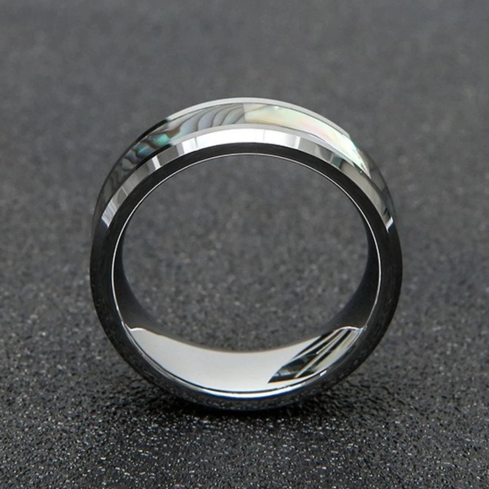 8MM Steel Color High Polished Inlaid Abalone Shell