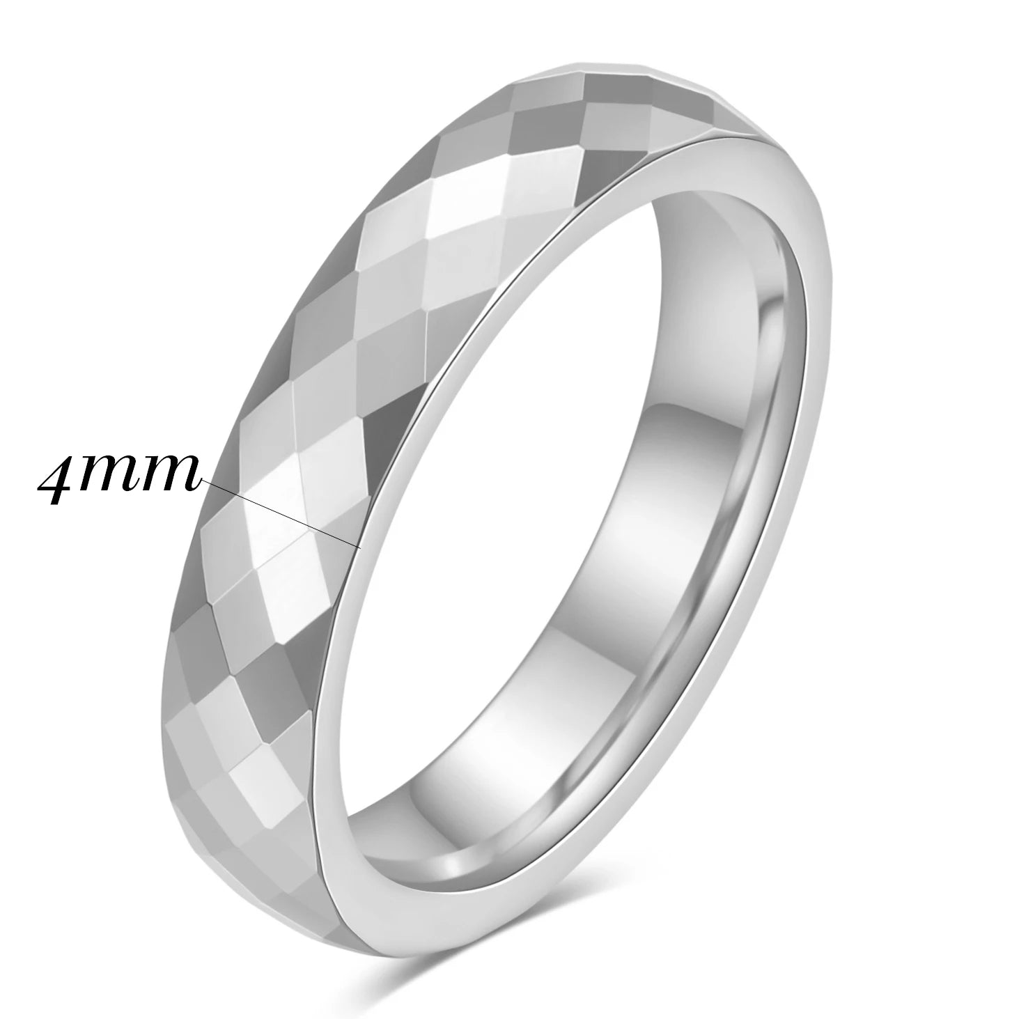 4/6MM Rainbow Faceted Edge Dome Polished Tungsten Carbide Ring