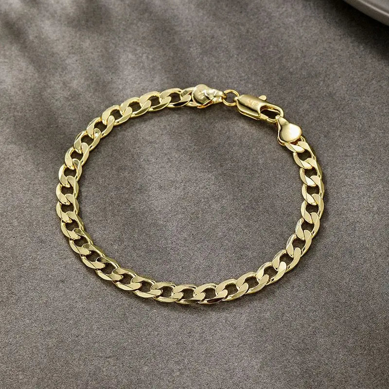 14KT Light Gold- Plated Solid Copper Figaro 1:1 Classical Bracelet
