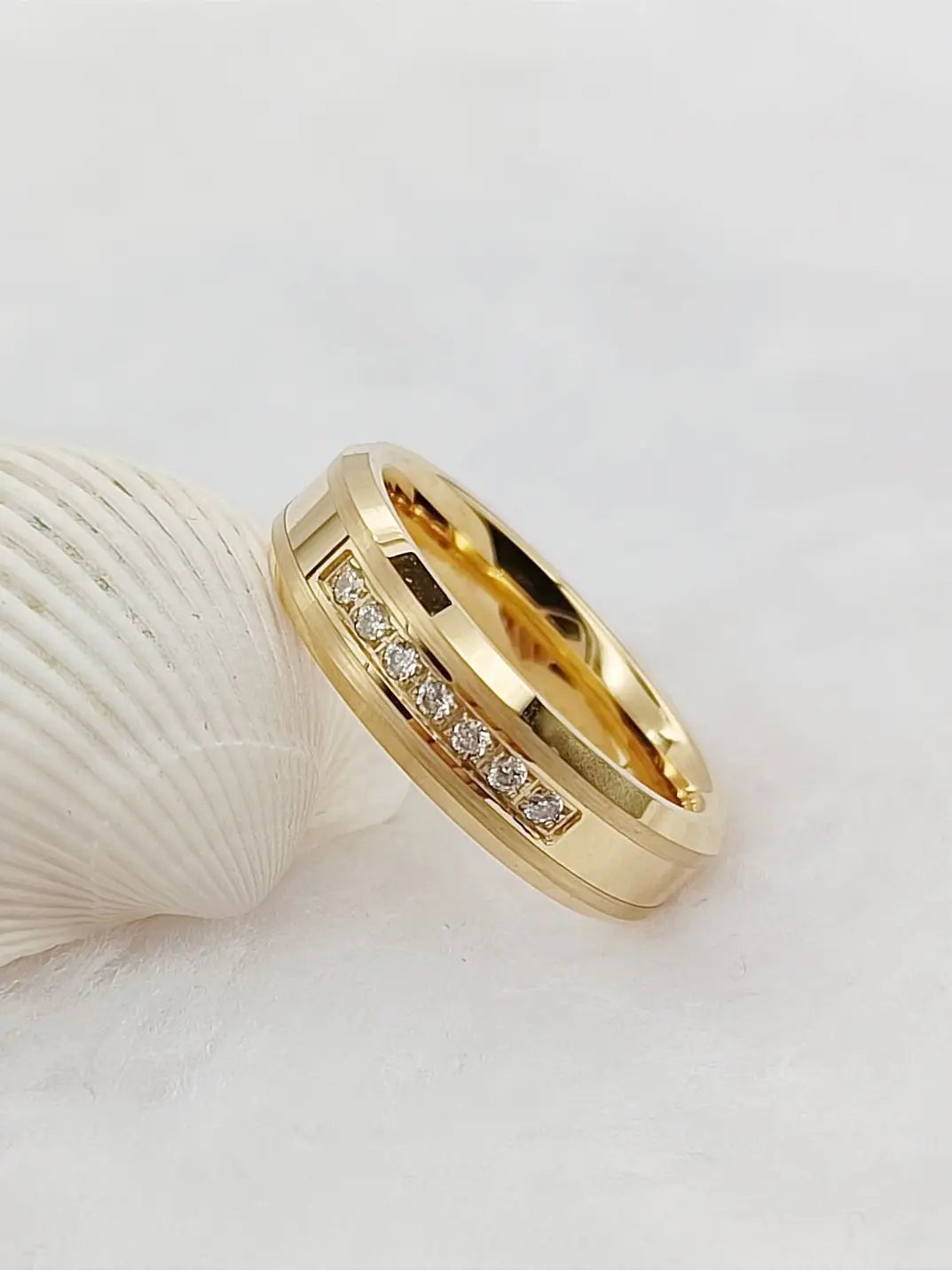 Solid Tiger Striped 8MM Tungsten Carbide Ring