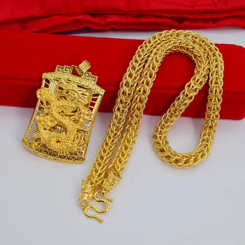 9999 24KT Yellow Gold Real Gold Dragon Soaring Four Seas Pendant