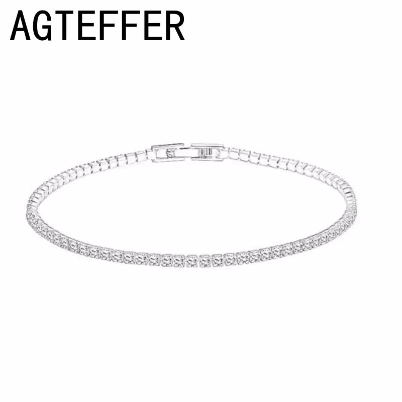 925 Sterling Silver Tennis Bracelet Rose Gold Shining CZ Bracelet