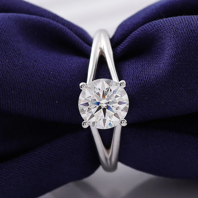 Solid 18KT White Gold Lab Grown Diamond Engagement Classic Solitaire Ring