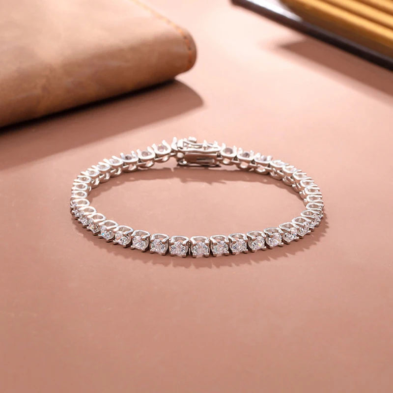 Certified VVSI D Lab Created Moissonite Tennis Bracelet