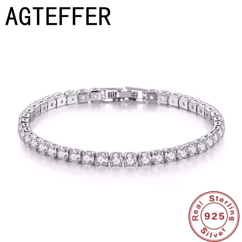 925 Sterling Silver Tennis Bracelet Rose Gold Shining CZ Bracelet