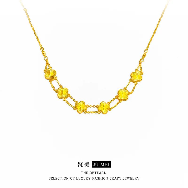 24KT Yellow Gold Luxury Exquisite AU999 Pure Gold Four-Leaf Clovers