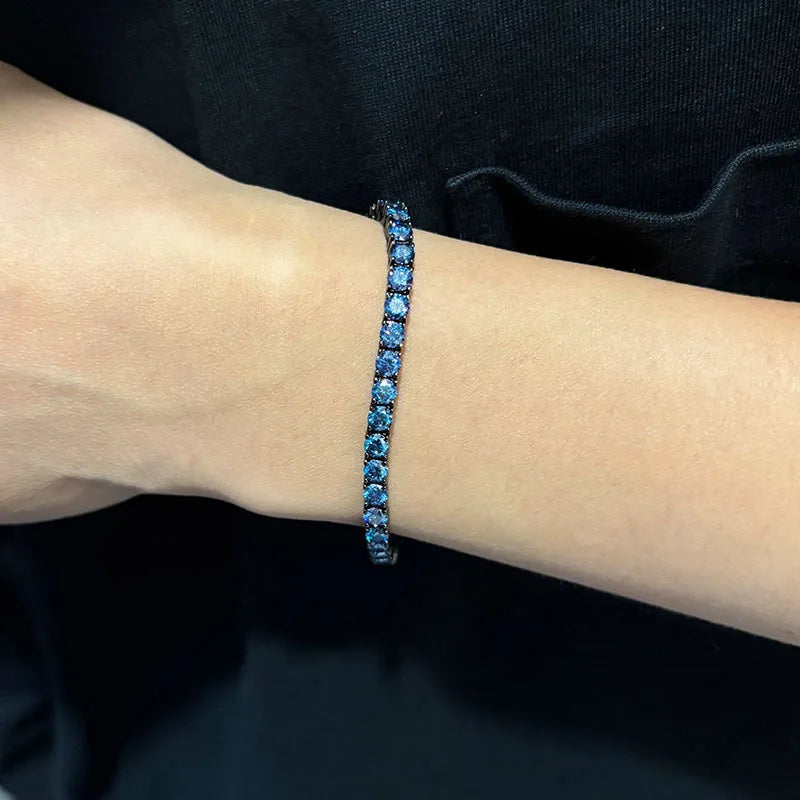 VVVS1 D Color Certified Moissanite Black Gold Sterling Silver Plated Bracelet