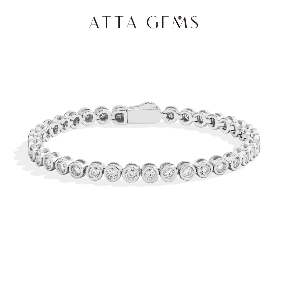 ATTAGEMS Round Cut 3MM Moissanite Tennis Bracelet