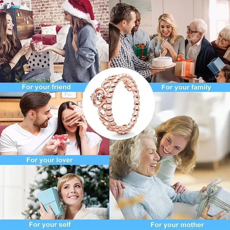 Classic 925 Sterling Silver New Exquisite Gold Color Series Shiny Crown Square Ring