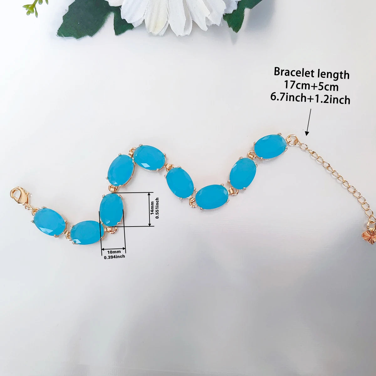 Paraiba Ocean Greek Pine Blue Oval Gemstone Copper Bracelet