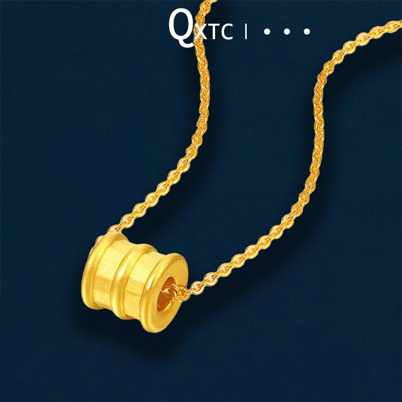 24KT Pure Gold Simple Tubular Design Pure 100% 999 Pendant