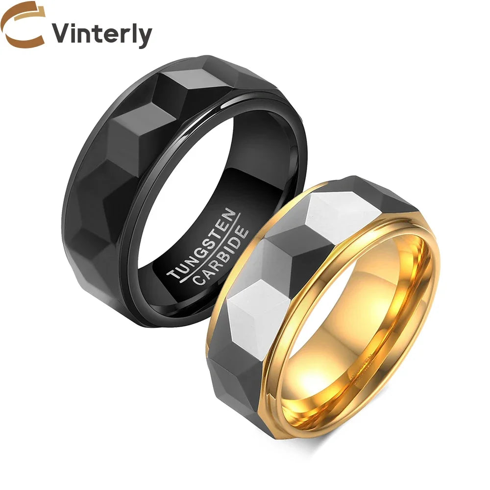 Tungsten Carbide Geo Metric 8MM Gold