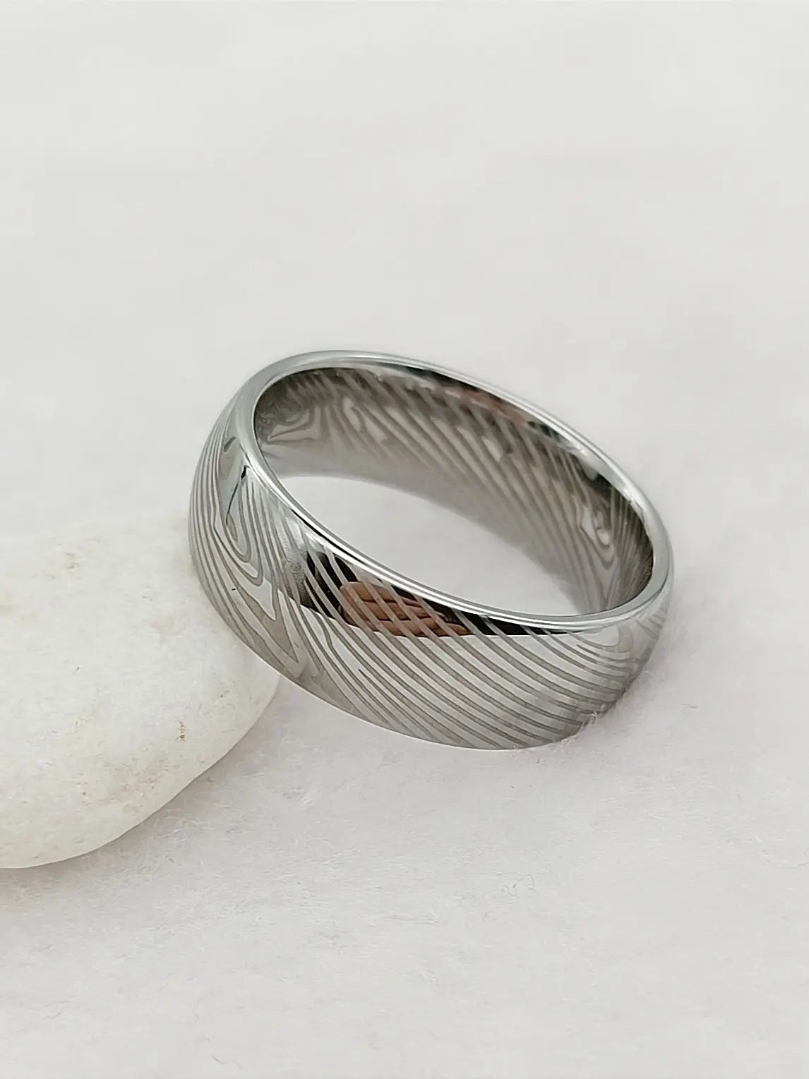 Solid Tiger Striped 8MM Tungsten Carbide Ring