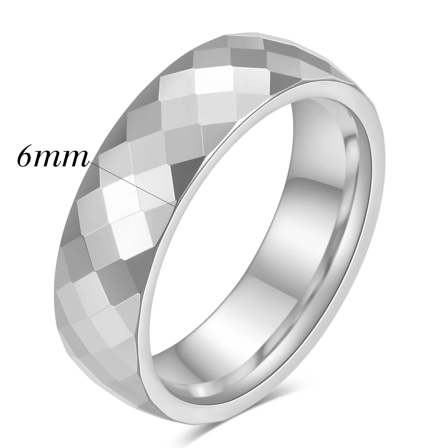 4/6MM Rainbow Faceted Edge Dome Polished Tungsten Carbide Ring