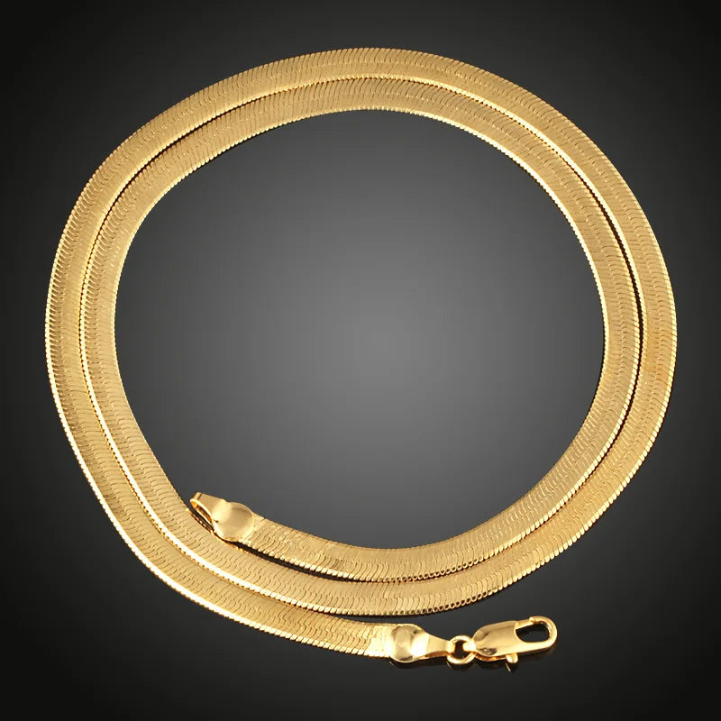 24KT 9999 Pure Gold Flat Snake Chain Blade Bone Chain