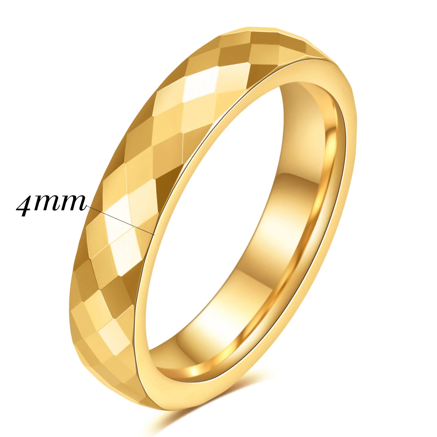 4/6MM Rainbow Faceted Edge Dome Polished Tungsten Carbide Ring