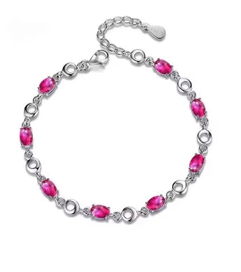 925 Sterling Silver Topaz with Zircons Blue Color Gemstone Bracelet