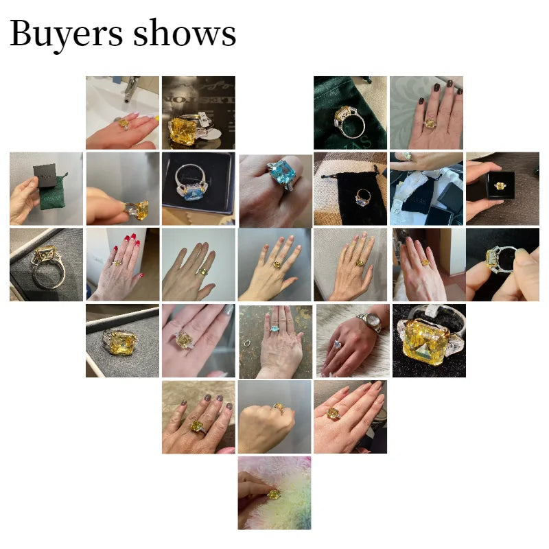 OEVAS 100% 925 Sterling Silver High Carbon Citrine Diamond Gemstone Wedding Engagement Ring Fine Jewelry Gift Wholesale