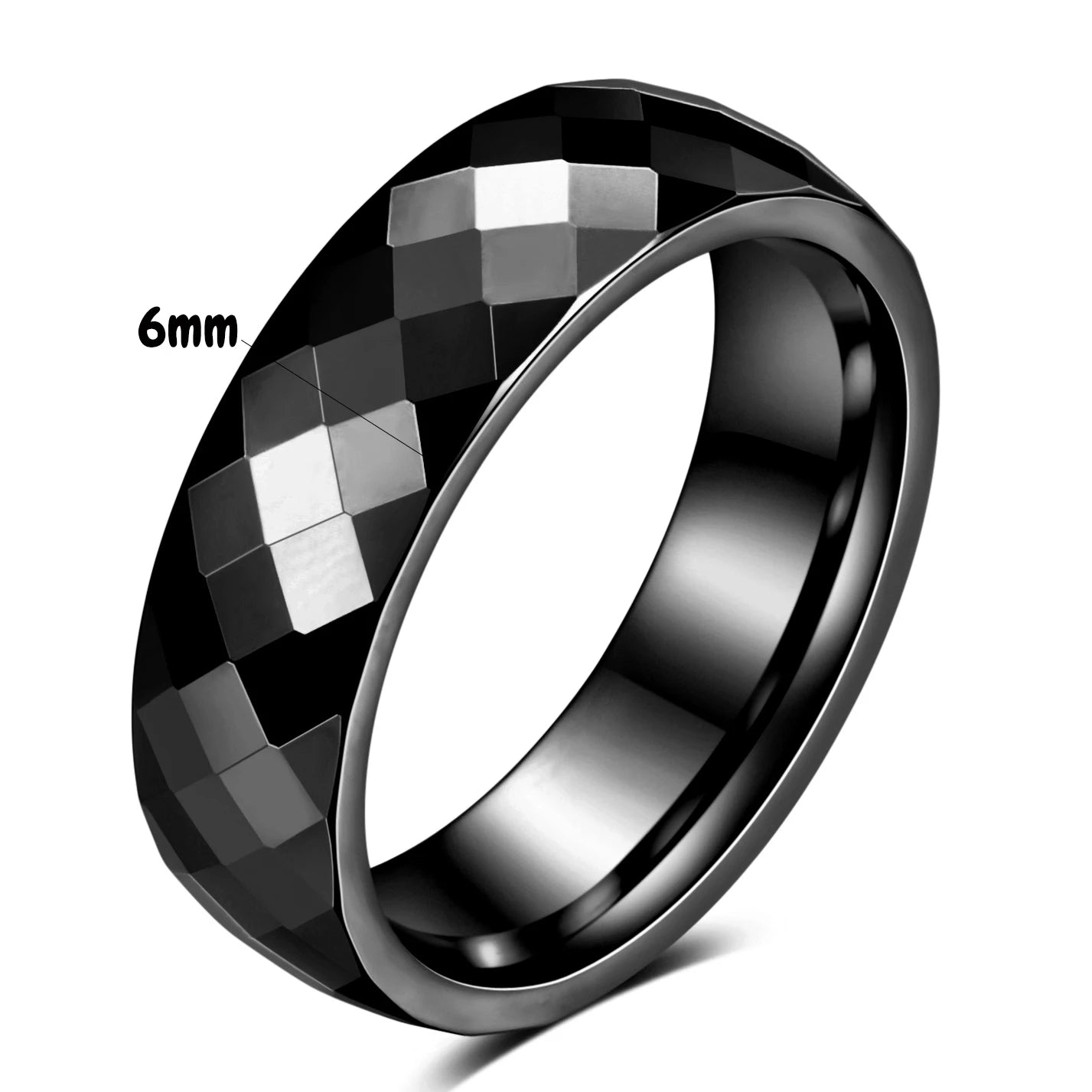 4/6MM Rainbow Faceted Edge Dome Polished Tungsten Carbide Ring
