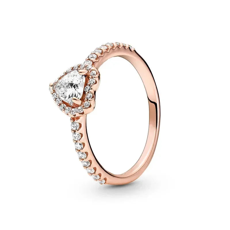 Classic 925 Sterling Silver New Exquisite Gold Color Series Shiny Crown Square Ring