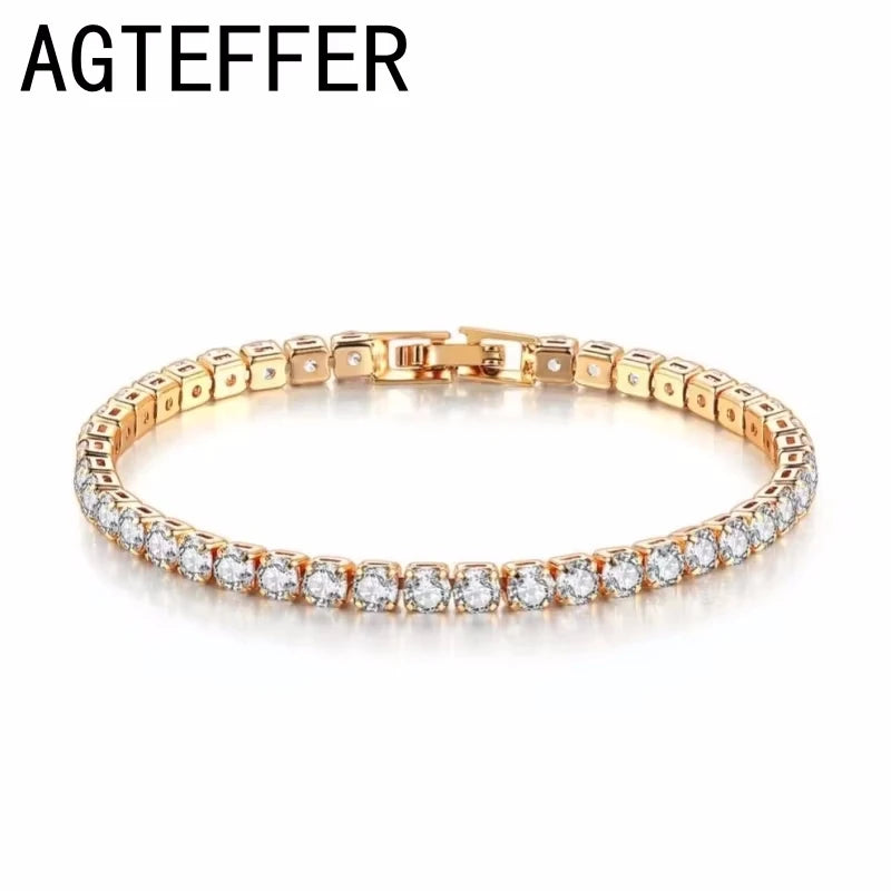 925 Sterling Silver Tennis Bracelet Rose Gold Shining CZ Bracelet