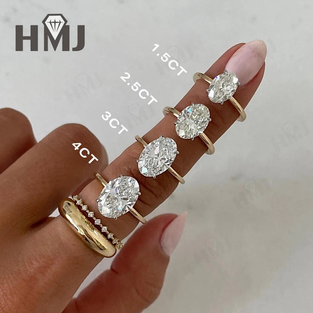 1CT 5CT Oval Cushion Cut VVS1 Moissanite Lab Grown Diamond Ring