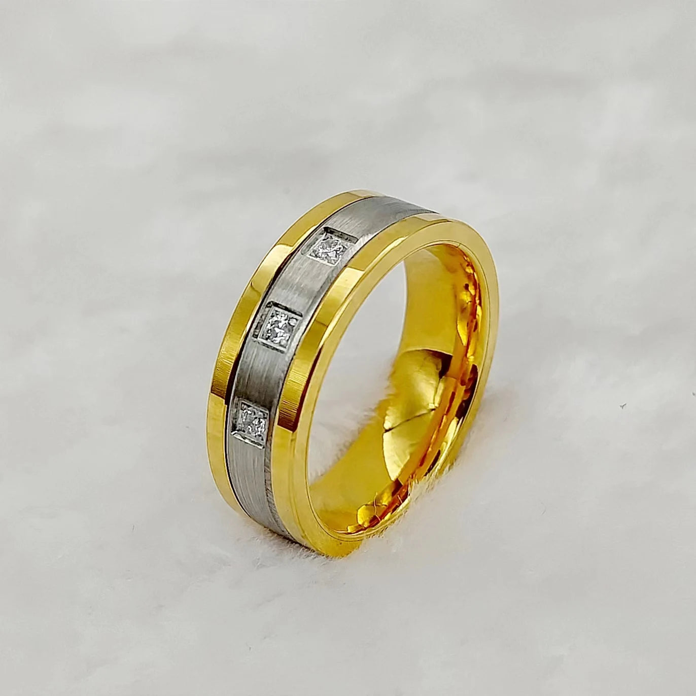 Solid Tiger Striped 8MM Tungsten Carbide Ring