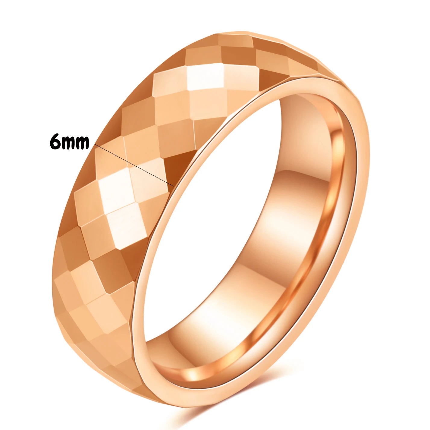 4/6MM Rainbow Faceted Edge Dome Polished Tungsten Carbide Ring