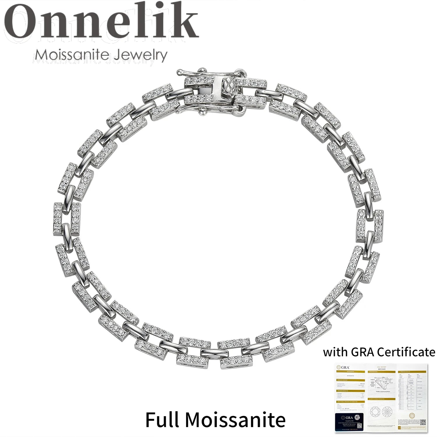 Pave Link Bracelet VVS 18KT Plated Sterling Silver